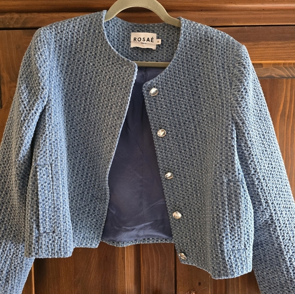 Rosaé Paris Blue Textured Women's Jacket Blazer - Picture 3 of 6